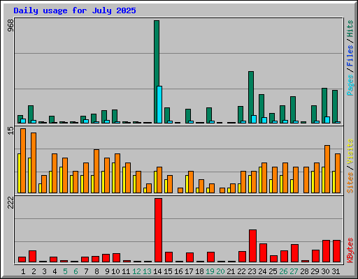 Daily usage for July 2025
