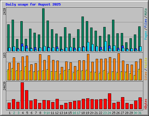 Daily usage for August 2025